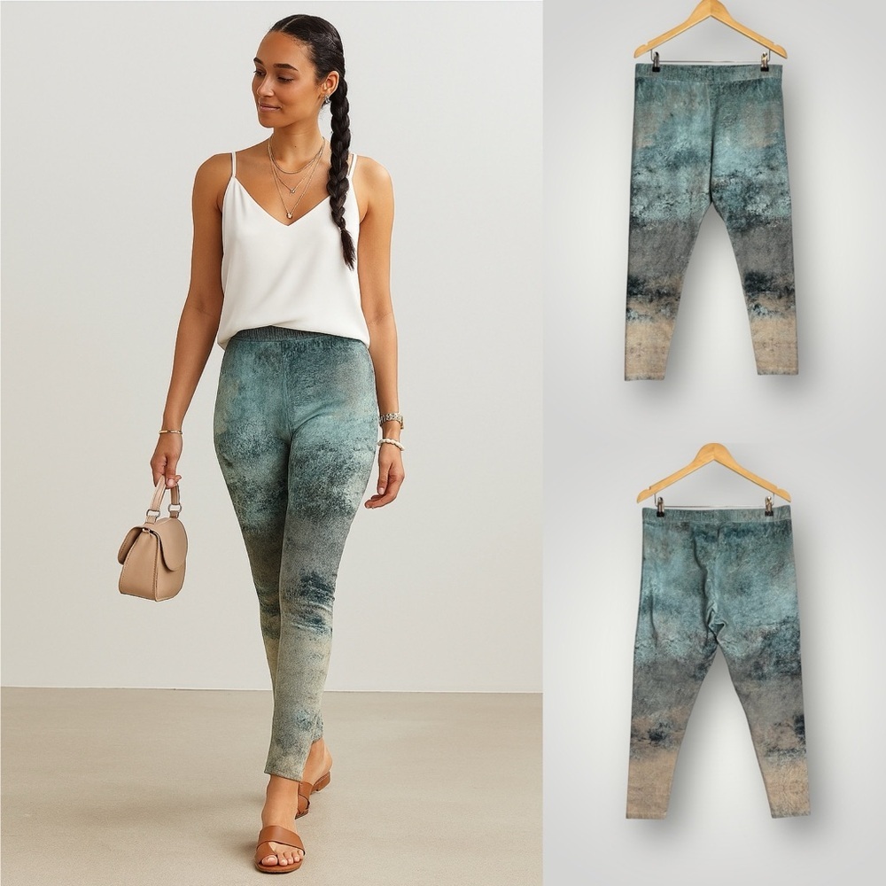 Soft Surroundings Have To Have Marble Print Leggings Size Large High Rise EUC